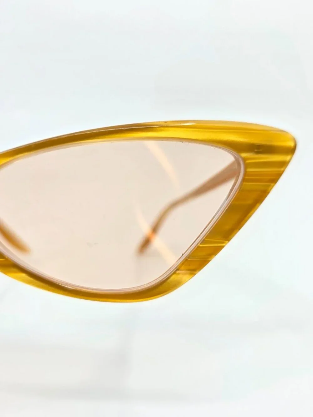 Gucci Yellow Cat Eye Sunglasses Pink Lenses Size 61MM×16MM×145MM MSRP $595